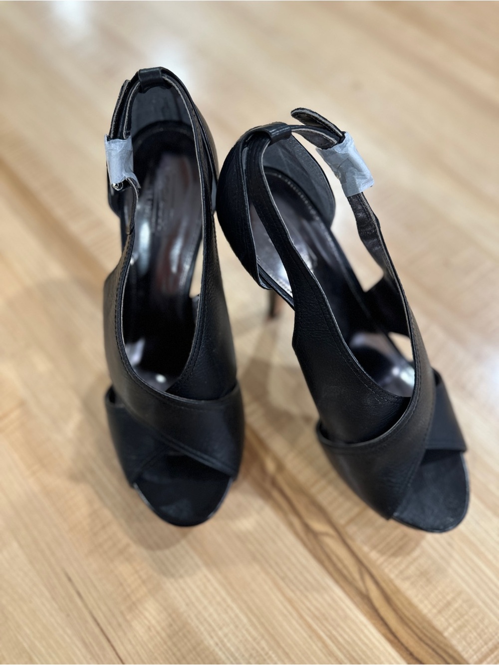 Coach Black Peep-Toe Slingback Heels